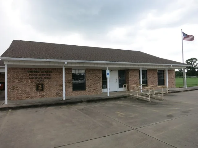 Photo shows the US Post Office at FM 1458 and Campo Santo Street in San Felipe, Texas. View is to the northwest.