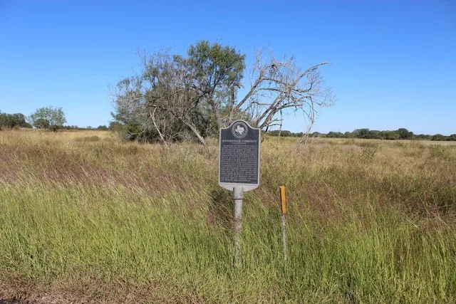 Site of Hopkinsville. Once a thriving pioneer community. Founded by D. S. Hopkins (1819-1917), farmer who settled here in 1852. Located in farm-ranch area. Herds started here, bou...