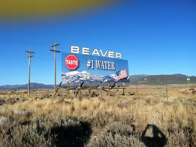 Sign welcoming visitors to the town of Beaver, Utah