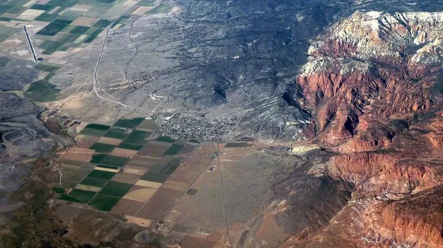 Aerial photograph of Bicknell, Utah , USA.