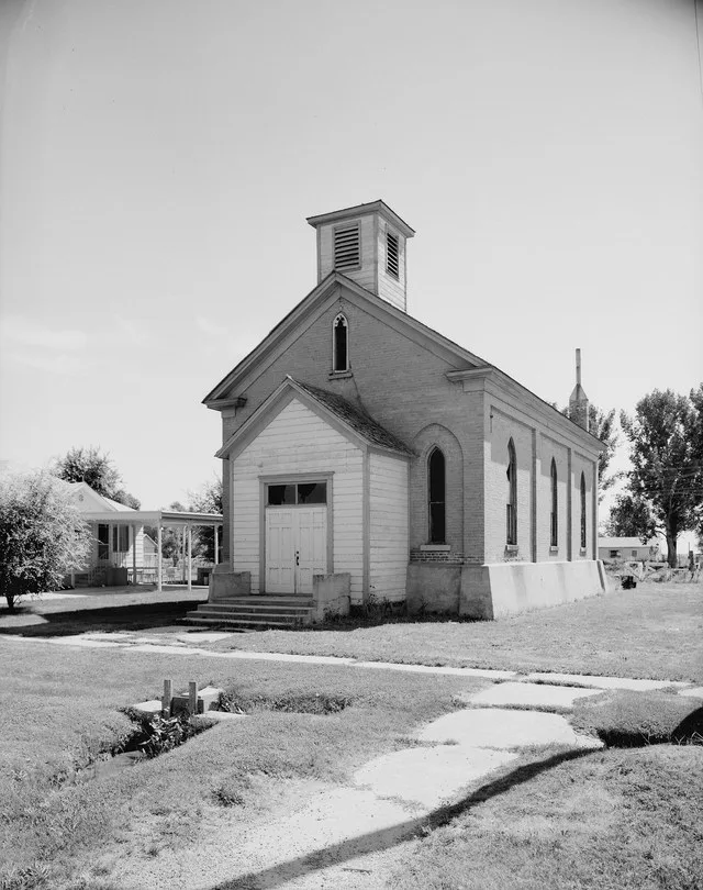 Front of the Corinne Methodist Episcopal Church , located at the intersection of Coronado and South 600 Streets in Corinne , Utah , United States . Built in 1870, it is listed on...