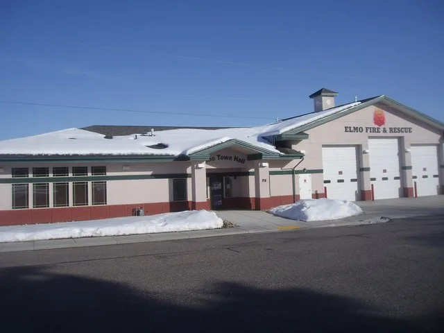 The town hall and fire station of Elmo , Utah , United States .