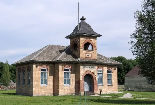 The historic district school building in Fairfield, Utah.