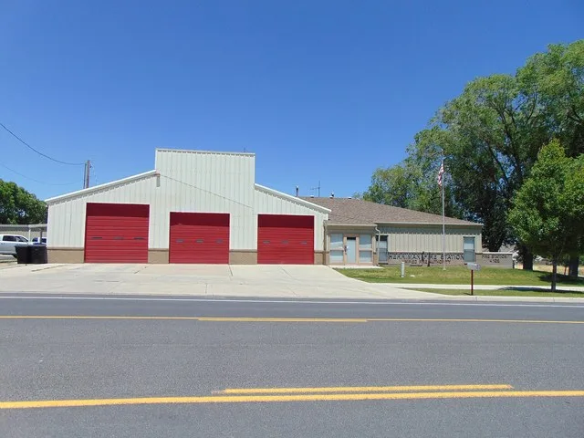 Looking north across Main Street at the Unified Fire Authority Station 103 in Herriman, Utah, June 2016