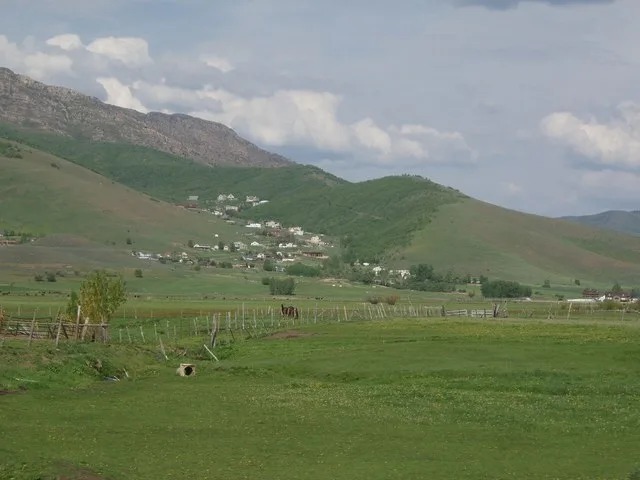 The eastern part of the town of Huntsville, Utah