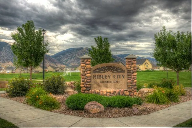 Nibley City gateway at Clear Creek Park.
