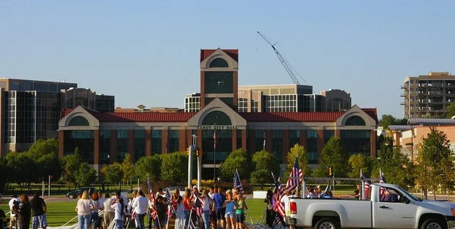Volunteers set up the Healing Field in front of the city hall in Sandy, Utah on Sept. 10, 2009.