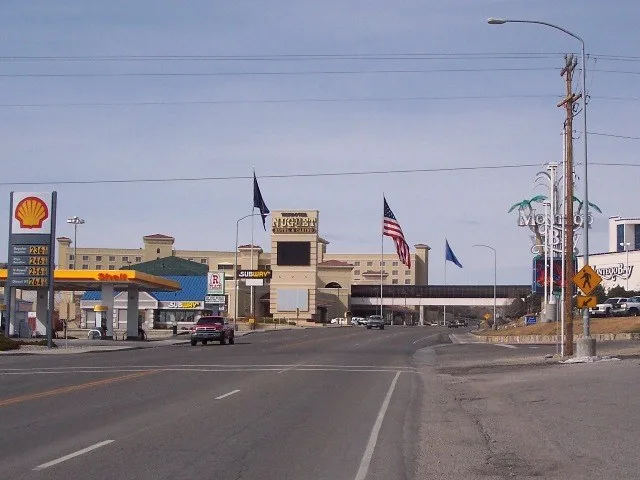 View of the border between Utah and Nevada ( Wendover, Utah / West Wendover, Nevada ) as seen from the intersection of Wendover Boulevard at 100 East (Aria Boulevard) (taken March...