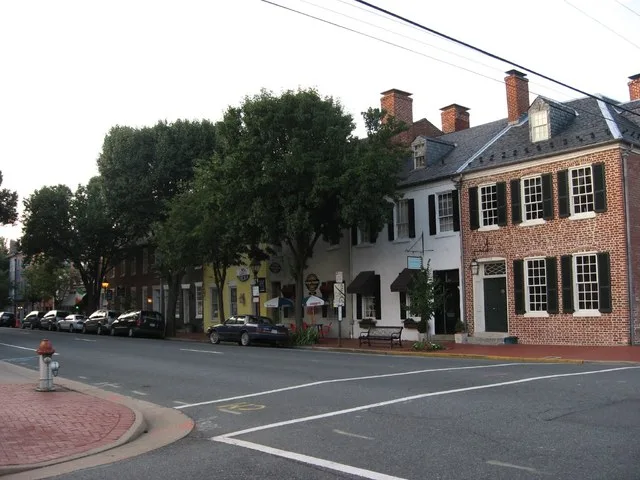 The intersection of Caroline Street (Northbound US BUS 17 ) and Charoltte Street in Historic Downtown Fredericksburg, Virginia .