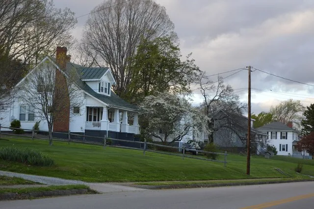 Houses on the western side of Prospect Road, just north of the Tanyard Road intersection, in Hurt , Virginia , United States .