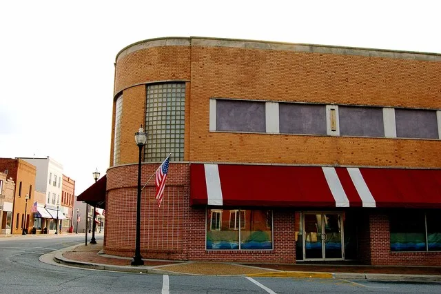 Corner in downtown Lawrenceville, Virginia