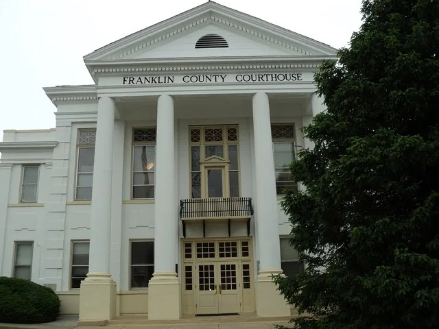 Exterior of the Franklin County courthouse, Rocky Mount, Virginia.