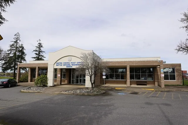 Shown is the United States Post Office for Battle Ground, Washington. Photograph taken on 2020-03-08T20:46:55Z.