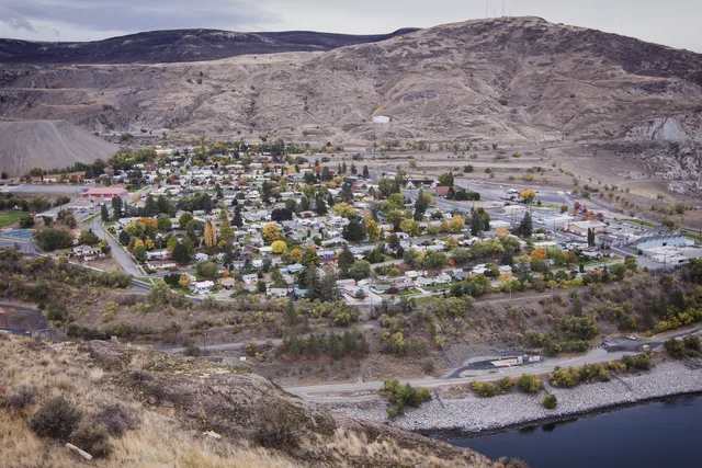 Coulee Dam, WA (the Okanogan County portion of the town), from Crown Point, locking east.