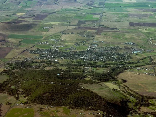 Aerial view of Goldendale, Washington , USA.