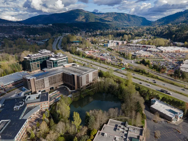 Drone view of Issaquah, Washington State, USA