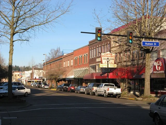 Downtown Longview WA, on the corner of Commerce Avenue and Hudson Street.