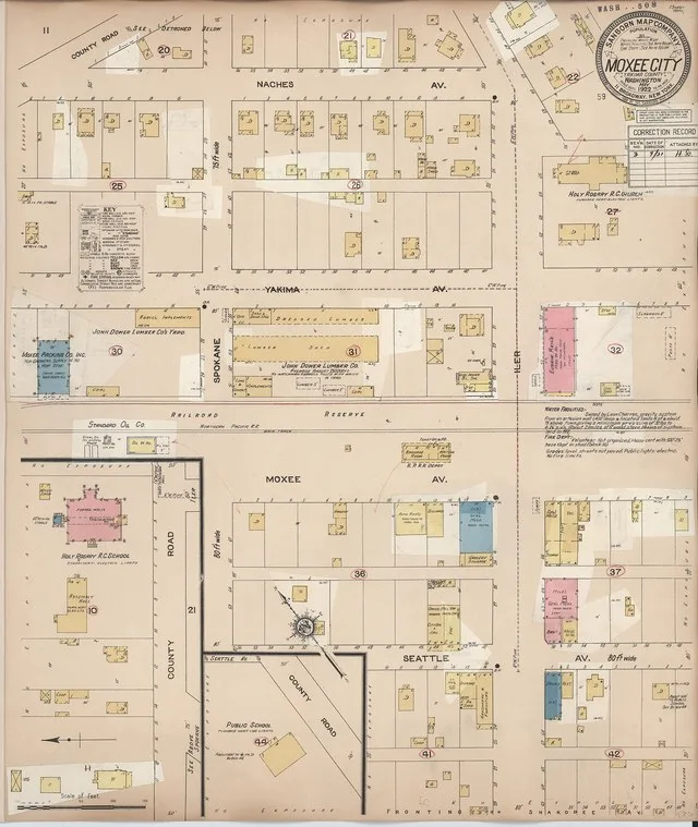 Sanborn Fire Insurance Map from Moxee City, Yakima County, Washington, 1931, Plate 0001