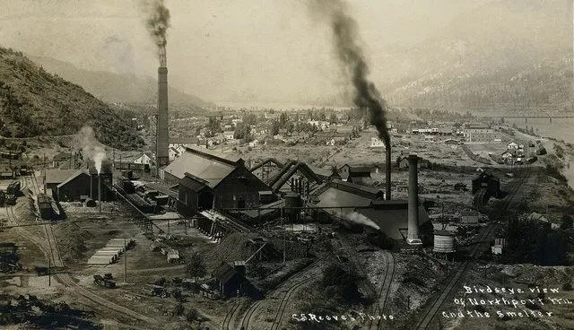 Birdseye view of Northport, Washington and the smelter