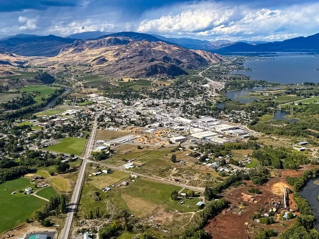 View of Oroville, Washington and Osyoos Lake, looking north towards Canada.