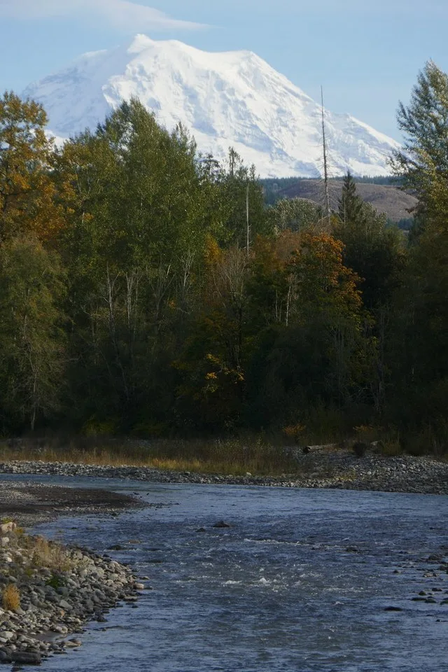 2021--16 October--Phil & Yuna bike on the Foothills Trail from Orting, Washington, along the Carbon River