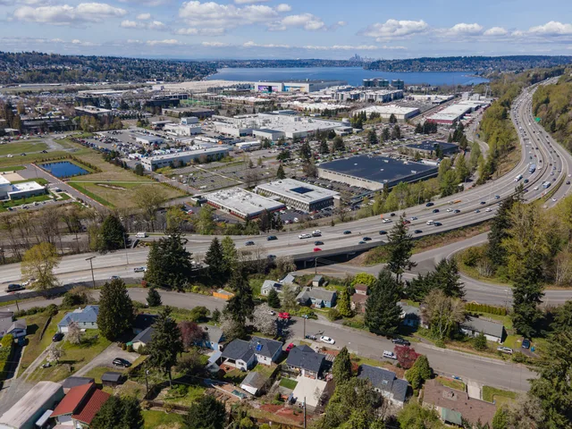 Drone view of Renton, Washington State, USA