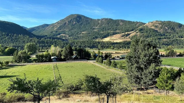 Pastures and farmland along Twisp River Road in Twisp, Washington.