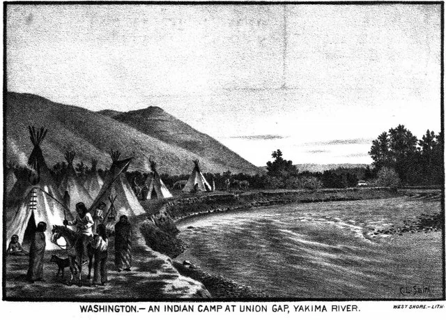 Washignton - An Indian Camp at Union Gap, Yakima River