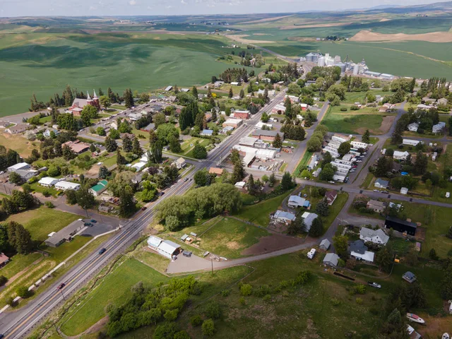 Drone view of Uniontown, Washington State, USA
