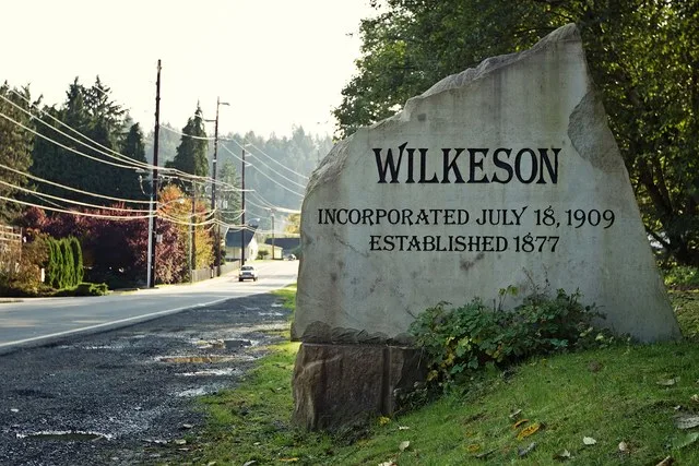 Entrance sign in Wilkeson, Washington, USA