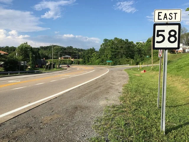 View east along West Virginia State Route 58 at Interstate 79 (Jennings Randolph Highway) in Anmoore, Harrison County, West Virginia