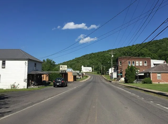 View north along West Virginia State Route 90 (Front Street) between Buffalo Avenue and Potomac Avenue in Bayard, Grant County, West Virginia