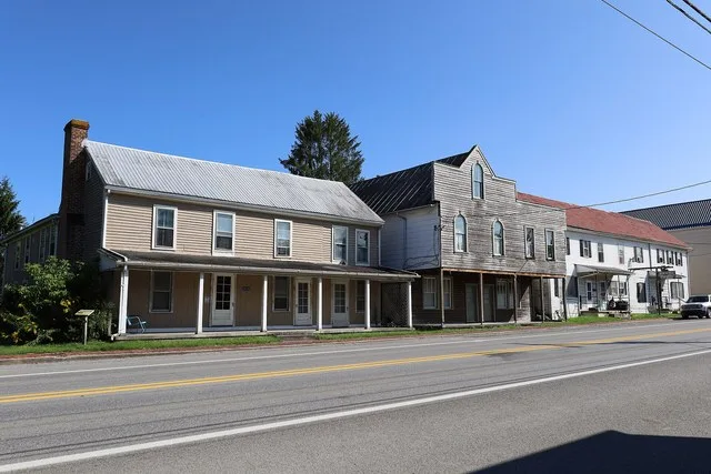 Buildings in the Beverly Historic District in Beverly, West Virginia in 2021