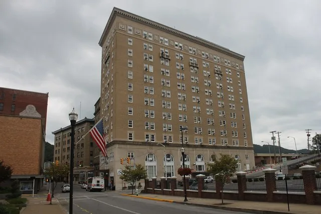 Photo of the West Virginian Hotel in downtown Blufield, West Virginia.