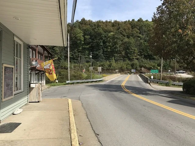 Looking east from Morgantown St. toward N Preston Highway in Bruceton Mills, WV.