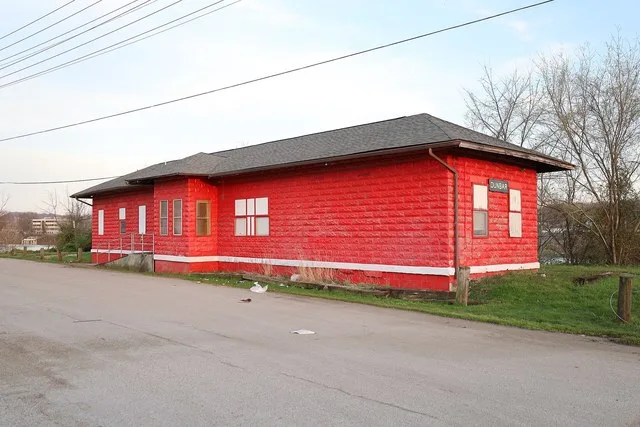 Abandoned rail station of the Kanawha & Michigan Railroad in Dunbar, West Virginia in 2022