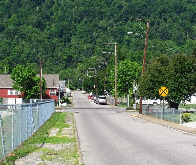 Looking west on 3rd Street in Glasgow, West Virginia.