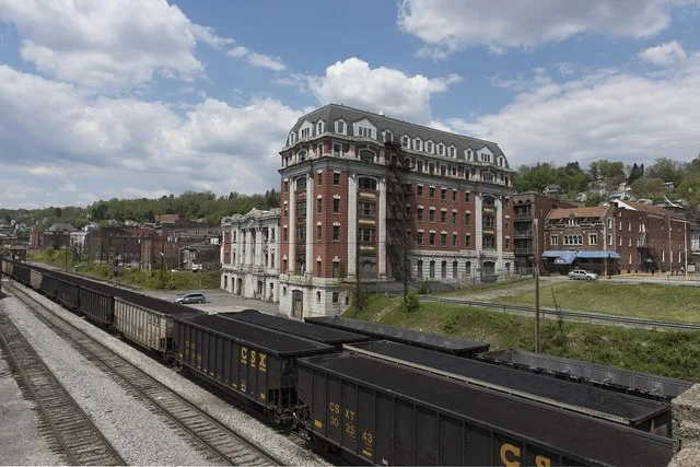 Title: Overlooking what what were once bustling rail lines of the Baltimore & Ohio Railroad in Grafton, West Virginia, which was an early B&O hub Physical description: 1 photograp...