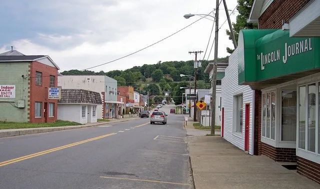 Walnut Street ( w:West Virginia Route 3 ) in w:Hamlin, West Virginia .