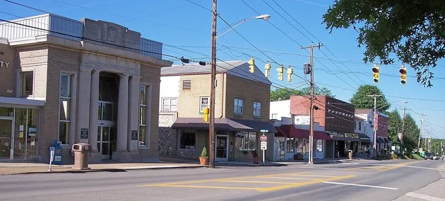 Main Street in w:Hurricane, West Virginia .
