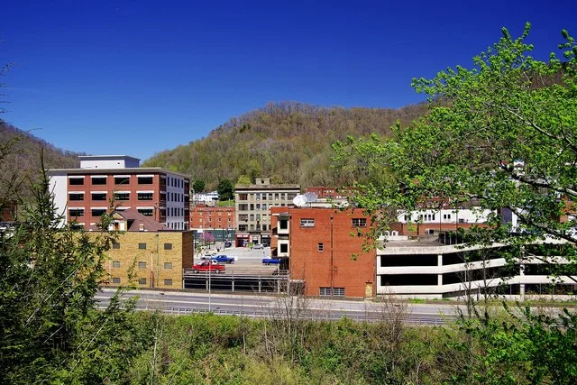 Downtown Logan, West Virginia, United States, viewed from the Logan Regional Medical Center parking lot.