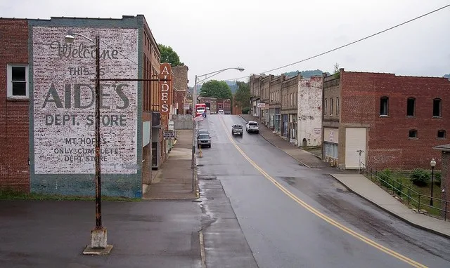 Main Street (West Virginia Route 211 ) in w:Mount Hope, West Virginia .