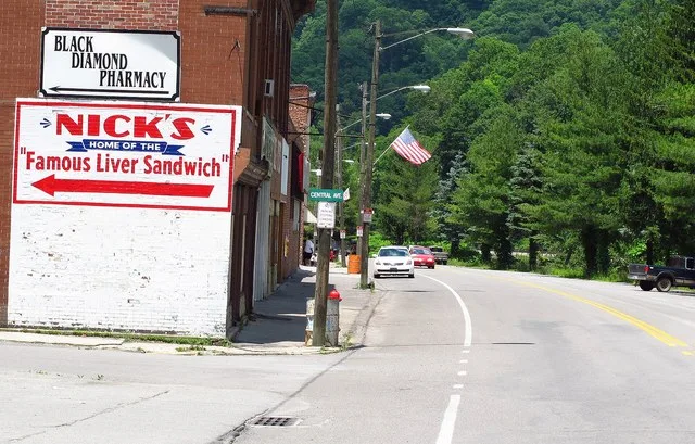 Looking north on Coal Heritage Road in Northfork, West Virginia.
