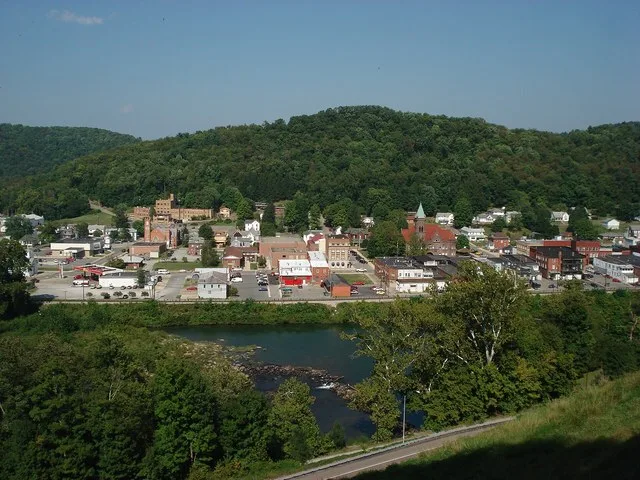Philippi , West Virginia, USA across the Tygart Valley River