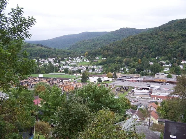 Self-made photo of the skyline of Richwood, West Virginia taken on September 24, 2006 from a private porch located near the city's water tower looking southeast towards the South...