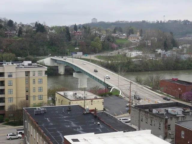 Westover Bridge carrying U.S. Route 19 over the Monongahela River in Morgantown, West Virginia in 2017