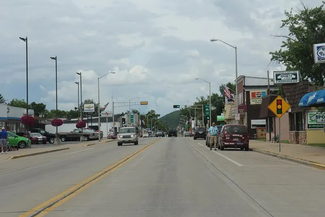 Downtown Adams, in Wisconsin looking north on Wisconsin Highway 13 .
