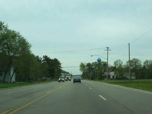 Looking east at en:Arena, Wisconsin , USA while traveling on U.S. Route 14.