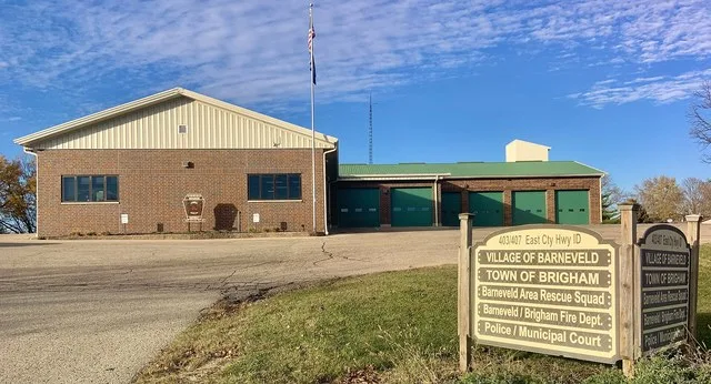 Barneveld Village Hall and Brigham Town Hall in Iowa County, Wisconsin