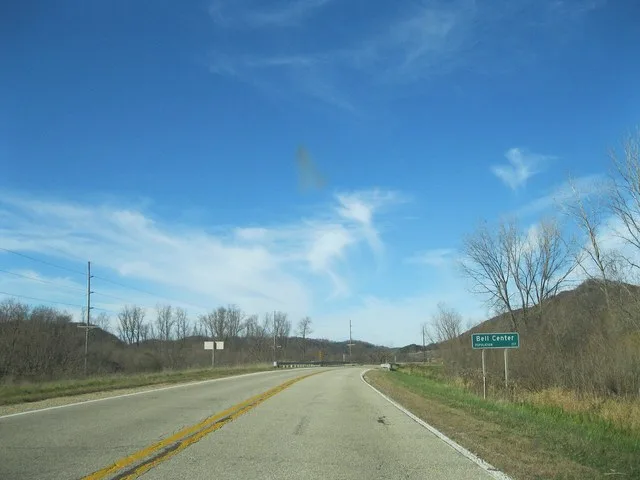 Entering Bell Center, Wisconsin from the south on Wisconsin Highway 131 .